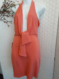 BeBe Front Bow Deep V Fitted Dress. New. Size US XS