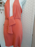 BeBe Front Bow Deep V Fitted Dress. New. Size US XS