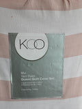 KOO Mia Yarn Dyed QUEEN Quilt Cover Set. NEW