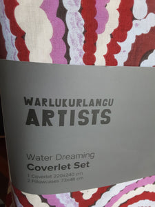 KOO Warlukurlangu Water Dreaming Quilt Coverlet Set. Size Queen/King. New