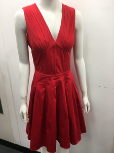 Ted Baker Red Cotton/Silk Mix Dress Size 2 Pre-Owned